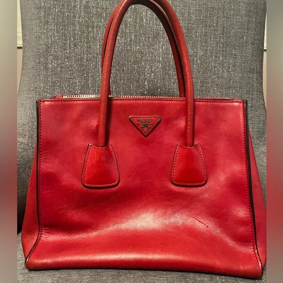 Authentic PRADA Nylon Tessuto Leather Hand Bag Purse Red K4855 | eBay